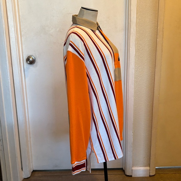 PUMA Freedom Rugby Vibrant Orange Tan White Burgundy Relaxed Fit Shirt $95 NWT M - Picture 3 of 14